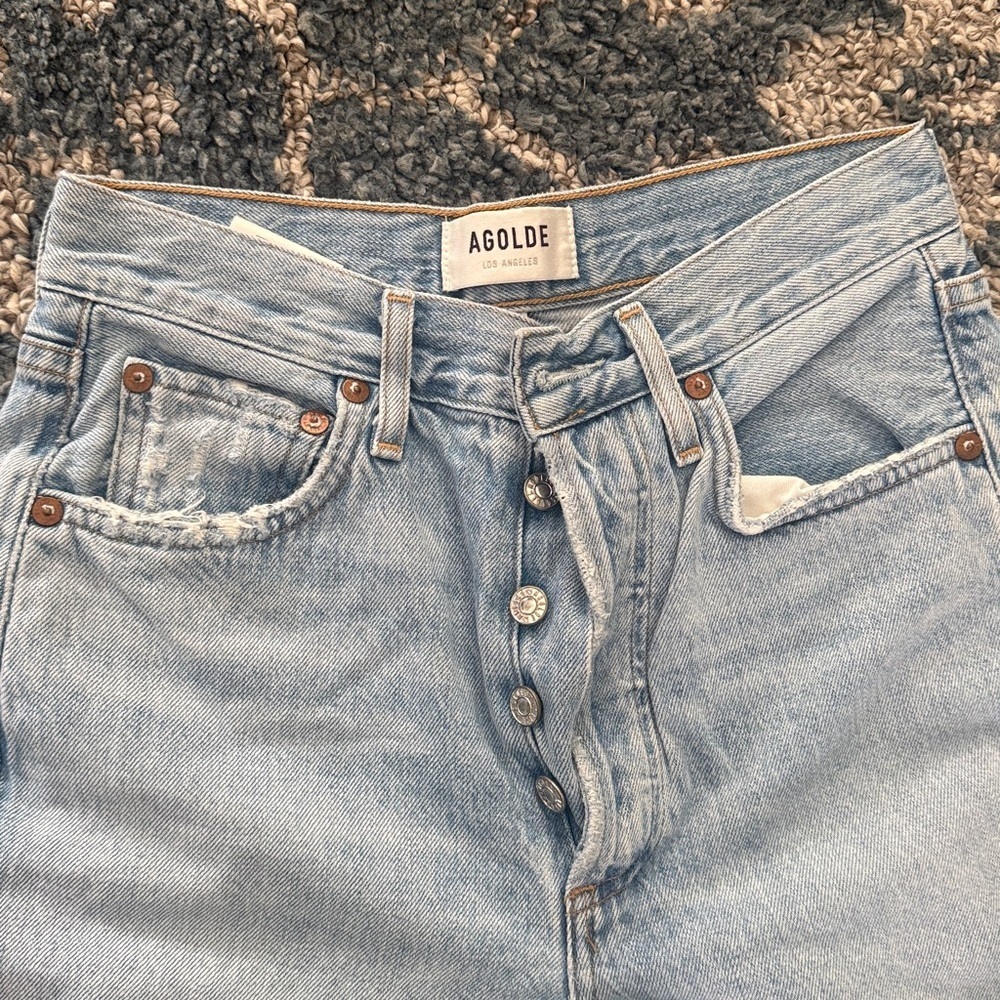 Agolde ‘Riley’ Distressed High Rise Slim Jeans - Picture 4 of 4